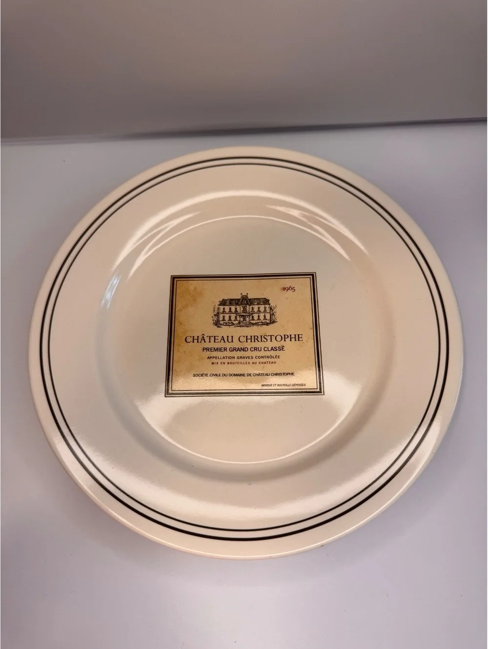 4 Classic Wine Plates by Restoration Hardware with Wooden Storage Box
